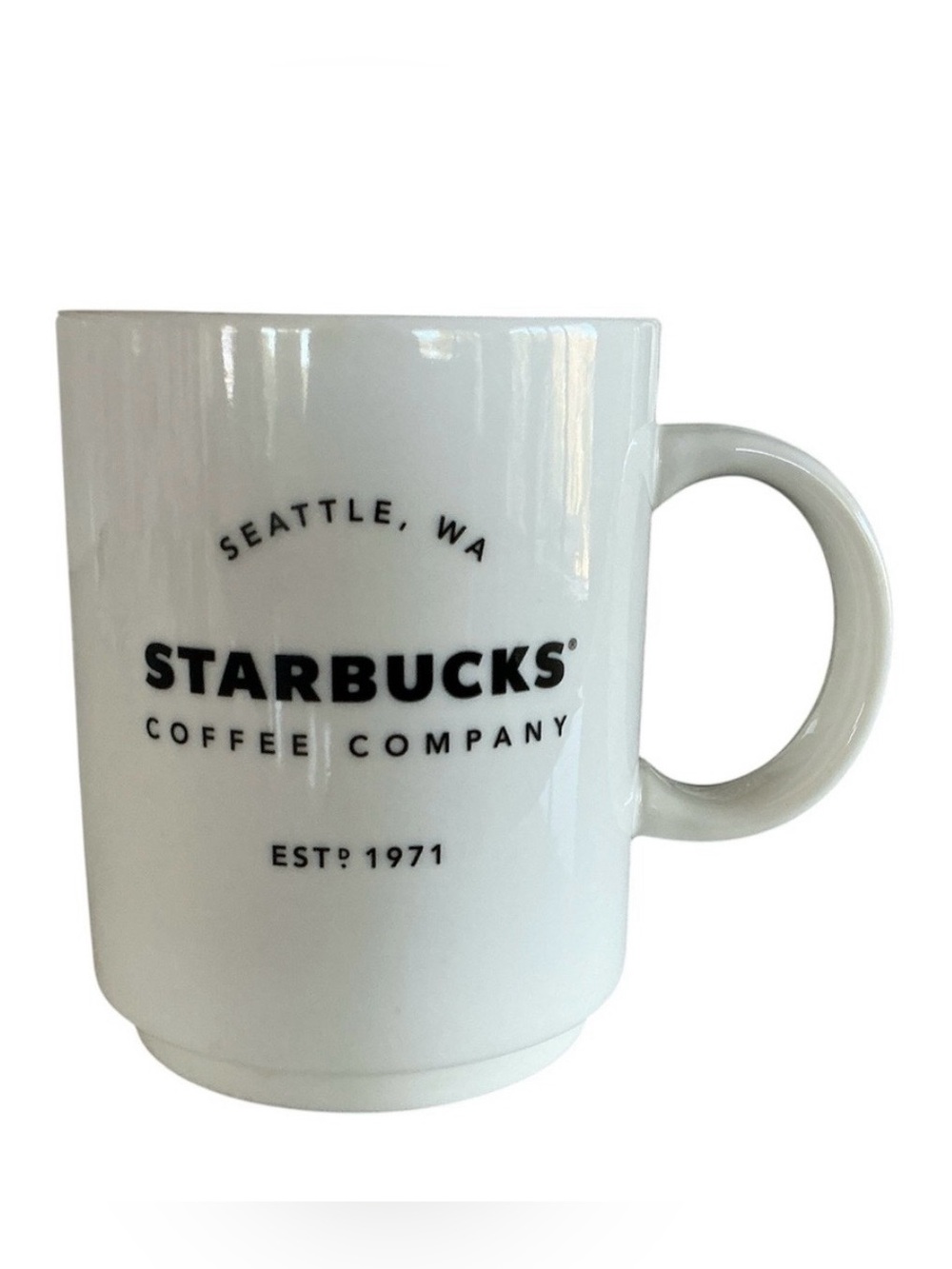 Starbucks 2018 White Ceramic 14oz Mug Black Lettering